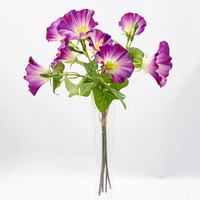 Buket Bunga Morning Glory Buatan 38cm, Bunga Terompet Sutra untuk Dekorasi Vas Pernikahan dan Rumah, Bundel Bunga Morning Glory Biru
