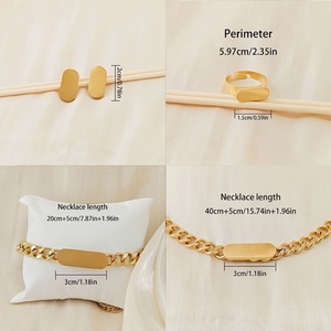 <span class=keywords><strong>Ensemble</strong></span> de bijoux en or en gros pour femmes : bracelet, bague, boucles d'oreilles, collier – Accessoires de mode polyvalents et luxueux avec boîte à bijoux - Product Image 2