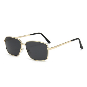 Sunglasses <b>Square</b> Metal <b>Frame</b> <b>Gold</b> UV400 Protection For Men Driving And Outdoor Use - Product Image 4