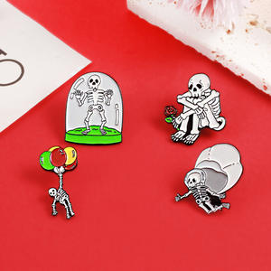 Sming Pins Squelette <span class=keywords><strong>Parachutisme</strong></span> Émail Pin Triste Rose Squelette Revers Badge Fun Ballon Bouteille En Verre Broche - Product Image 1