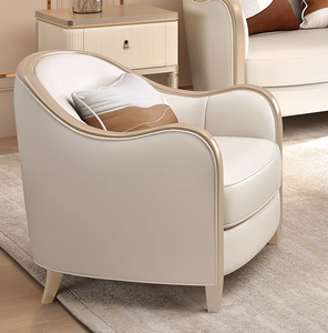 Sofá de Madera Maciza Tallada a <span class=keywords><strong>Mano</strong></span> Estilo Palacio Francés de Lujo, Juego Combinado 1 <span class=keywords><strong>2</strong></span> 3, Cuero Blanco, Muebles Antiguos para Sala de Estar - Product Image 5