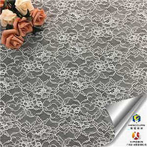 Tissu en dentelle extensible blanc à motif floral, en maille transparente respirante, polyester, élasthanne, avec paillettes, pour robe de mariée - Product Image 4