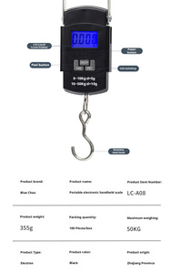 Balance électronique portable noire de 50 kg pour bagages, avec écran numérique, balance de livraison à crochet, mini, vente en gros - Product Image 6