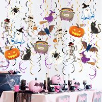Décorations de fête suspendues pour Halloween, décorations de plafond intérieures, spirales, sorcières, chaudrons, fantômes, citrouilles, crânes, chats, décorations de fête sorcière