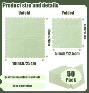 浅绿色扇贝形婚礼餐巾 |   云定个性化双层豪华餐巾 - Product Image 3