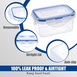 16-Pack Set Transparent Rectangle Plastic PP Eco-Friendly Food <b>Storage</b> Containers 1-3L Capacity Injection <b>Kitchen</b> Stackable - Product Image 4