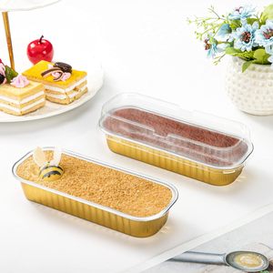 200ml 6.8oz Disposable Mini Loaf Baking Mold Rectangle <b>Aluminum</b> <b>Container</b> with PET Plastic Lid and Cake Cup - Product Image 5
