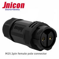 Jnicon IP67 connecteur étanche solaire M25 2Pin 50A prise ca en plastique Contacts en alliage de cuivre prise connecteur d'équipement d'alimentation Ebike