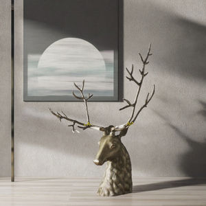 รูปปั้นหัวกวางโลหะสีทองสไตล์โมเดิร์น งานแฮนด์เมดหลายชิ้น ตกแต่งบ้านสำหรับเทศกาลคริสต์มาส - Product Image 1