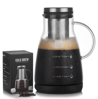 Cafetière à infusion froide 1300ml cafetière glacée infuseur de thé avec filtre à mailles en acier inoxydable réutilisable facile à nettoyer