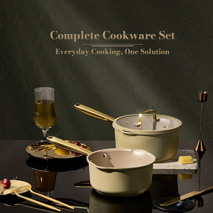 High Quality Modern <b>Pots</b> Pans Glass Lids Stainless Steel Handle Ceramic Non-Stick <b>Induction</b> 3 Piece Aluminum Cookware Set - Product Image 5