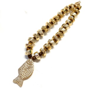 تخفيضات كبيرة أزياء حجر الذهب الخرز سحر الأسماك القلائد الفاخرة النساء حزب المجوهرات جميل هدية قلادة قلادة بالجملة - Product Image 2