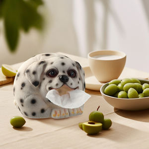 Sculpture artisanale en résine blanche de 6.6 pouces Ornement d'intérieur mignon pour salon et cuisine Boîte à mouchoirs pour chien pour la décoration - Product Image 2