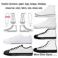 Chaussures en toile à tige haute personnalisées OEM d'usine, unisexes, avec logo entièrement imprimé, baskets décontractées pour la marche, chaussures de skateboard noires pour hommes et femmes