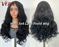 Wig Serat Sintetis Premium Futura Fibra HD 13*4 Lace Front Free Part Panjang Keriting Hitam Bergelombang Matte Tahan Panas