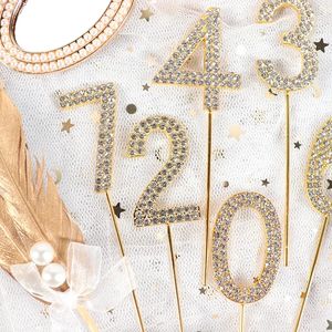 Adornos <span class=keywords><strong>de</strong></span> aleación con diamantes <span class=keywords><strong>de</strong></span> imitación para decoración <span class=keywords><strong>de</strong></span> <span class=keywords><strong>cumpleaños</strong></span>, adornos digitales para Tartas, Baby Shower, bodas, dorados y plateados, adornos para postres y pasteles - Product Image 1