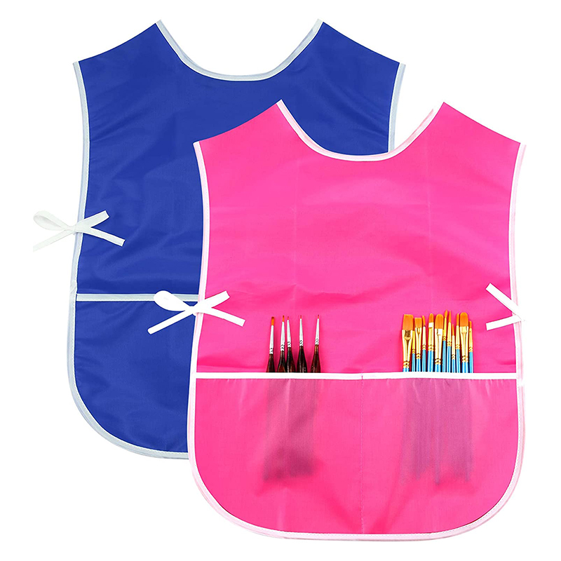 Art Smock Painting Apron Colorful Waterproof Artist Smock Artist Painting Aprons With Long Sleeve Pink Yellow Flower, 2 Pack