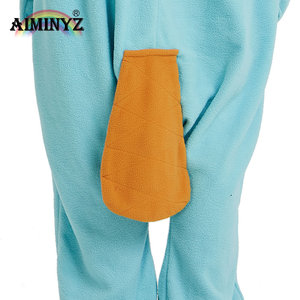 <span class=keywords><strong>Pijama</strong></span> Enterizo Térmico de Forro Polar con Capucha de Animales Lindos (Ornitorrinco Azul) para Mujer, Tallas Grandes, Casual de Primavera e Invierno, Venta al por Mayor - Product Image 5