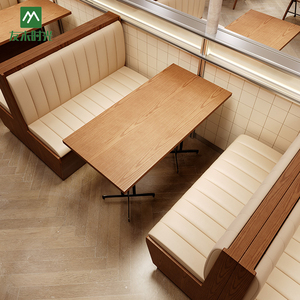 Ensemble <span class=keywords><strong>de</strong></span> meubles commerciaux en bois rétro pour café, <span class=keywords><strong>restaurant</strong></span>, hôtel-<span class=keywords><strong>Table</strong></span> à manger <span class=keywords><strong>et</strong></span> chaises avec siège <span class=keywords><strong>de</strong></span> canapé pour cafés - Product Image 3