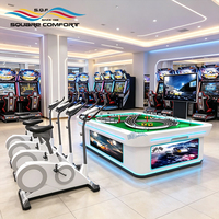 Bicicleta de Fitness Interactiva S.Q.F de 4 Estaciones con Pantalla LED y Puntuación, Bicicleta de Spinning con Respuesta a la Pista, para Gimnasios Comerciales/Arcades