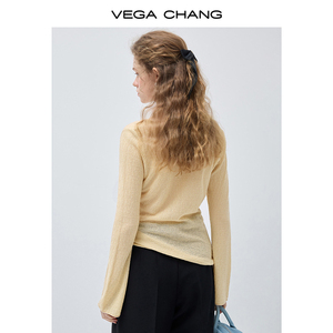 Maglietta a Maniche Lunghe da <span class=keywords><strong>Donna</strong></span> VEGA CHANG con Collo Annodabile e Tessuto <span class=keywords><strong>Trasparente</strong></span>, Vestibilità Slim, Tessuto Morbido per Uso Quotidiano Casual - Product Image 6