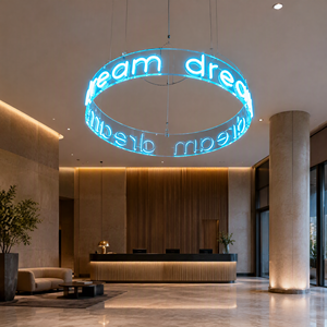 Custom Circular Transparent Acrylic LED <b>Neon</b> <b>Sign</b> <b>for</b> Suspended Lobby and Venue Decor - Product Image 1