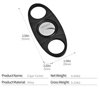 CIGARLOONG Couteau à cigares en acier inoxydable, accessoires pour cigares, ciseaux à cigares en métal, coupe-cigares à double lame à tête ronde en cuir