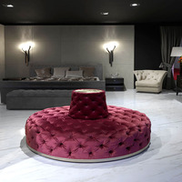 Smartmiur — canapé circulaire moderne en velours rouge, nouveau modèle, design avec boutons, style moderne, pour hall d'entrée, meuble à boutons