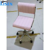Kisen Grau-Rosa Kosmetikliege Leder Weißer Rollhocker für Schönheitssalon Moderne Bar Kleiner Friseurstuhl