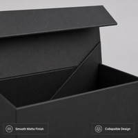 Boîte cadeau magnétique carrée en aluminium noir mat personnalisée, pliable, vente en gros, livraison directe d'usine pour la vente au détail et les cadeaux
