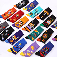 Haute qualité drôle créatif dessin animé crânes jour des morts chaussettes heureux nouveauté dessin animé à la mode Halloween coton équipage chaussettes