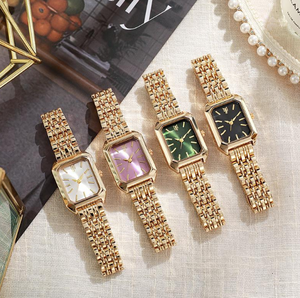 นาฬิกาควอตซ์ทรงเหลี่ยมสายสตีลหรูหราสำหรับผู้หญิง นักเรียนหญิง ของใช้ในบ้าน - Product Image 2