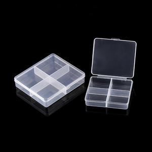Boîte de rangement en plastique transparente à 4 compartiments avec couvercle pour accessoires de bijoux et outils de nail art, organisateur de bureau - Product Image 3