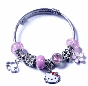 Vòng Tay Đồng Bộ Bằng Thép Không Gỉ Vòng Tay Tát Hello Kitty Giá Rẻ