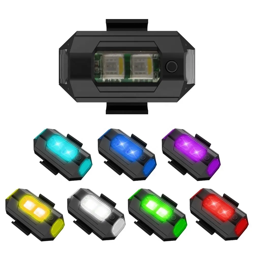 ไฟ LED 7สีติดรถมอเตอร์ไซด์รถยนต์,ชาร์จไฟได้มี USB ขนาดเล็กไฟเตือนเครื่องบิน/โดรน