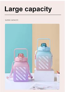 Wholesale Custom Logo Large Capacity 46oz <b>Macaron</b> Colored Plastic Water Bottle Wide Mouth Sport Water Bottle Gradual Plastic - Product Image 3