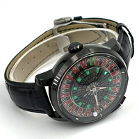 Montre mécanique pour homme avec fonction roulette russe, bracelet en cuir, design à bouton rotatif, mouvement NH35, version OEM/ODM disponible