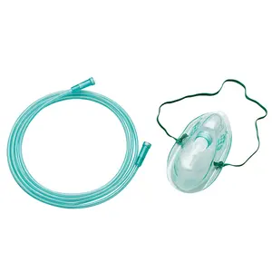Máscara de concentración media Máscara de oxígeno desechable XS S M L XL Precio barato Buena calidad Máscara de oxígeno de PVC de grado médico con tubo