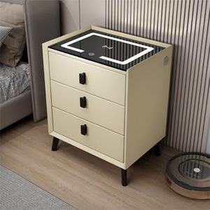 Modern Luxury Three-<b>Drawer</b> Bedside <b>Table</b> <b>With</b> Smart Wireless Charging Solid Wood Multifunctional Bedroom Locker for Hotels - Product Image 3