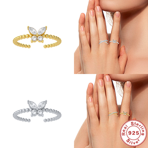 Bague éternelle ROXI en argent sterling 925 plaqué or 18 carats avec zircone cubique CZ en forme de papillon pour femmes - Mariage et anniversaire - Product Image 5