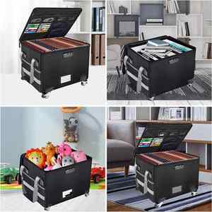 Portable Fireproof File Document Organizer <b>Box</b> Multifunctional Foldable File <b>Storage</b> <b>Box</b> square <b>Lockable</b> with Wheels - Product Image 3