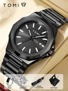 TOMI T302 - Juego de <span class=keywords><strong>4</strong></span> Relojes de Pulsera de Cuarzo Luminosos para Hombre, con Fecha, Estilo Ejecutivo, Correa de Acero Inoxidable, Anillo, Broche, Juego de Regalo - Product Image 2