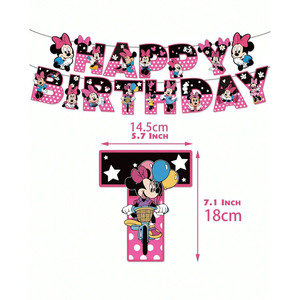 Nouveauté <span class=keywords><strong>Minnie</strong></span> Mouse personnage de dessin animé filles joyeux anniversaire bannière drapeau ballon en Latex ensemble pour la décoration de fête - Product Image 2