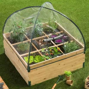 حوض زراعة خشبي كبير طبيعي اللون للحديقة والفناء الخلفي XWP013 - وعاء خارجي لزراعة الخضروات والأزهار للمنزل والمشاتل - Product Image 2