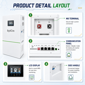 Batería LiFePO4 de 48V 200Ah 10kWh Montada en Pared con BMS Inteligente, Sistema Modular de Almacenamiento de Energía para Hogar, Comercial, Solar y Fuera de la Red - Product Image 3