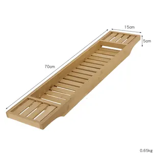 Özel çok fonksiyonlu bambu küvet tepsisi caddy genişletilebilir ahşap caddy banyo tepsisi