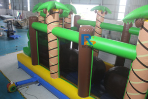 <span class=keywords><strong>Parcours</strong></span> d'obstacles gonflable interactif Jungle Tree avec ballon rebondissant pour équipe, jeu gonflable Wipeout avec toboggan - Product Image 4