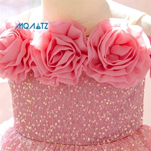 <span class=keywords><strong>Robe</strong></span> de demoiselle d'honneur rose à fleurs MQATZ, en <span class=keywords><strong>tulle</strong></span> scintillant, avec col en forme de rose, parfaite pour les fêtes d'anniversaire, les concours de beauté, les mariages, les princesses L6119 - Product Image 3