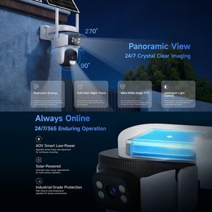 Caméra de sécurité sans fil extérieure <span class=keywords><strong>4G</strong></span> PTZ 1080P à double objectif, audio bidirectionnel, détection de mouvement, alimentée par batterie - Product Image 5