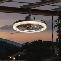Ventilateur de plafond LED RVB extérieur de luxe avec haut-parleur Bluetooth, télécommande, montage encastré à profil bas pour cour et jardin